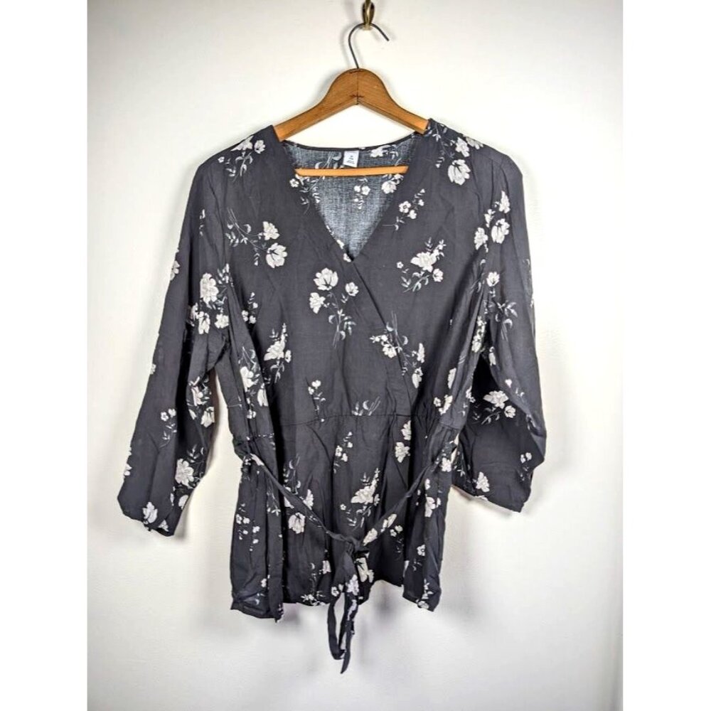 Old Navy Top Women's Size 2X Faux Wrap Babydoll Whimsigoth Dark Cottagecore Boho